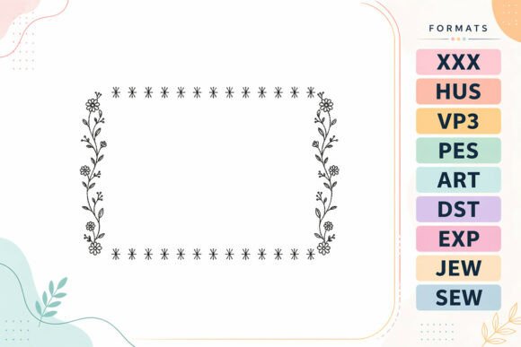 Floral Border Frame Flowers: Elegant Embroidery